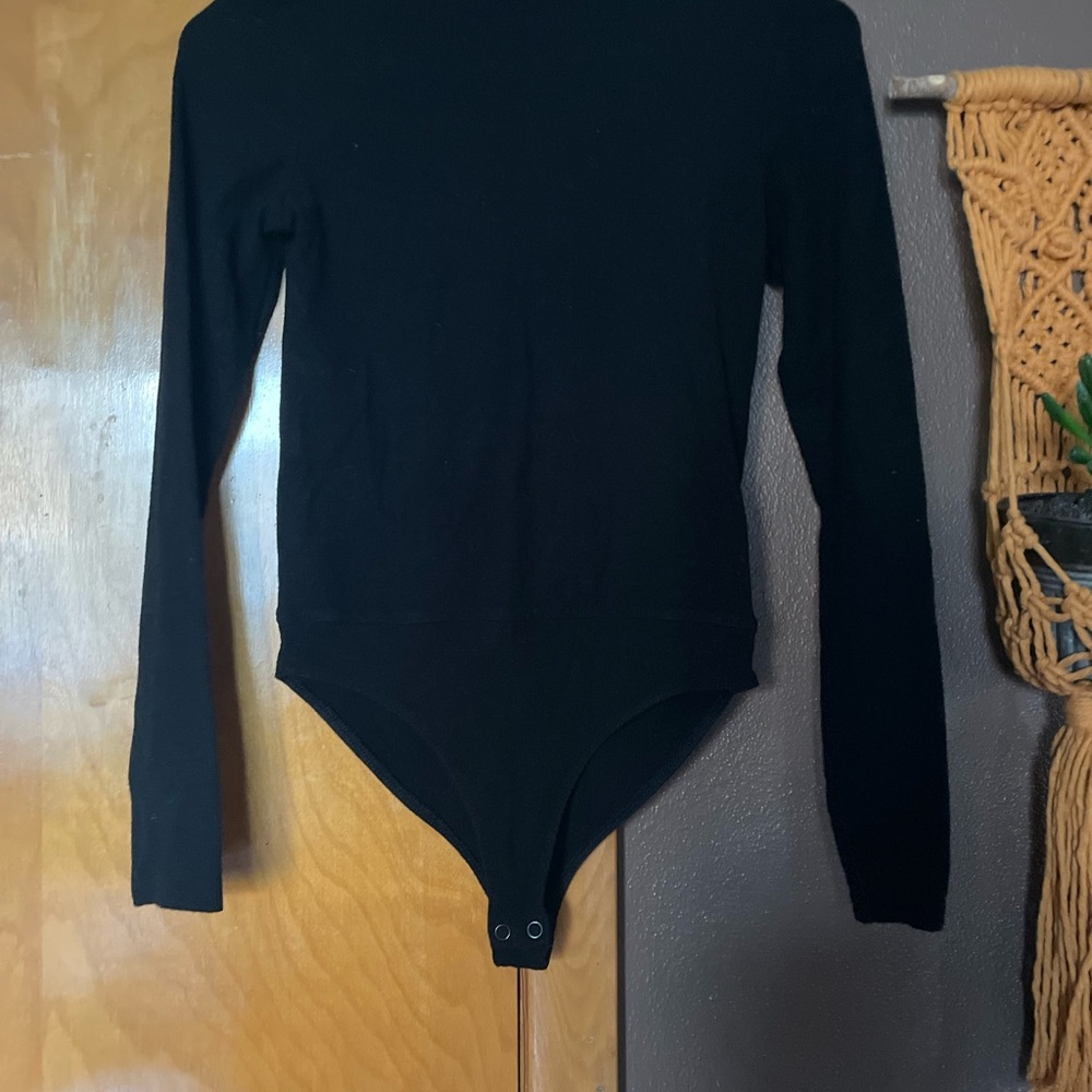 She + Sky Black Turtleneck Sweater Bodysuit